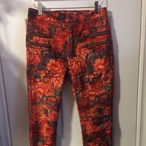 FREE PEOPLE floral Velvet skinny jeans